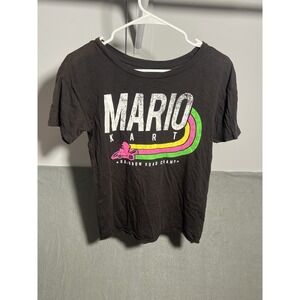 Mario Kart Rainbow Road Champ T-Shirt Women's XS Black Nintendo Graphic Tee